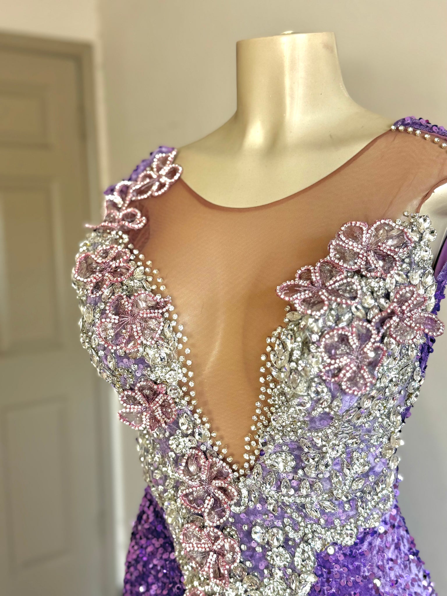 Lilac Flower Sequin Dress