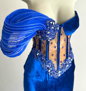 Royal Blue Velvet Dress