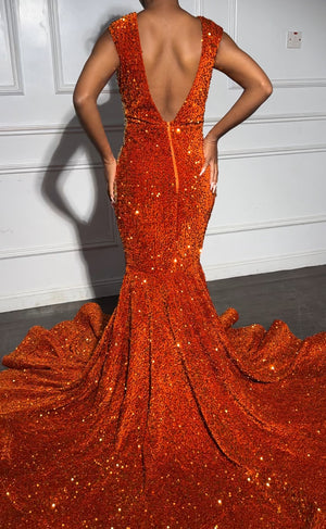 Orange Sequin Dress