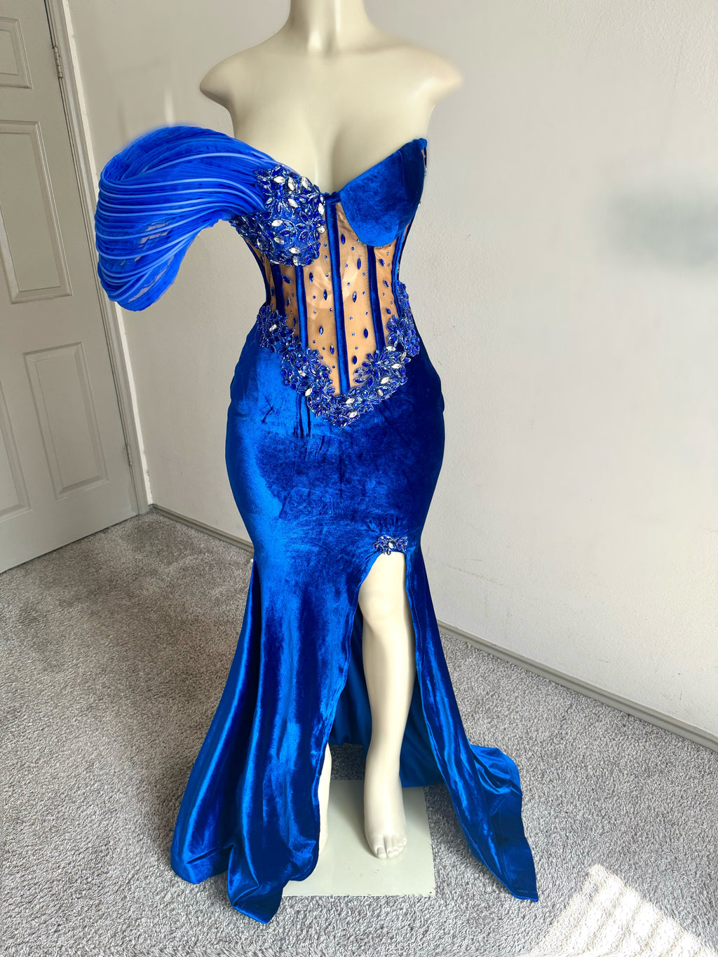 Royal Blue Velvet Dress